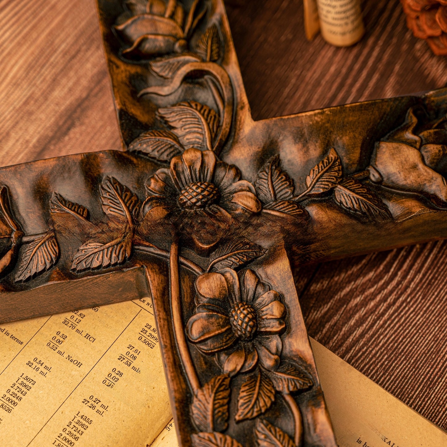 Wooden Madonna Rose Cross