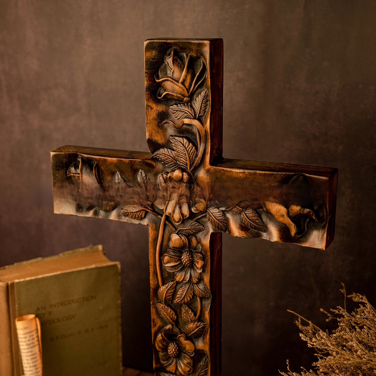 Wooden Madonna Rose Cross